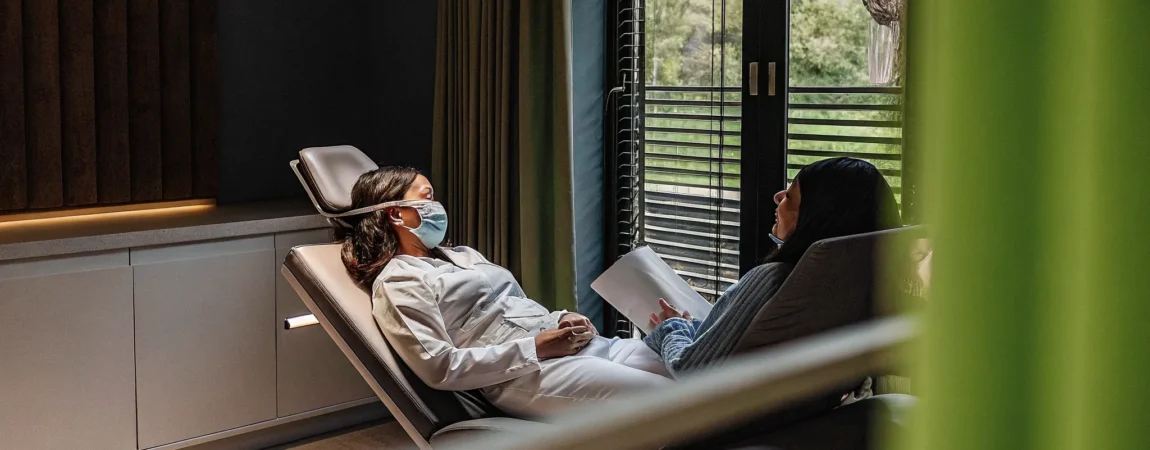 Dental sleep medicine consultation with custom oral appliance in modern clinic setting
