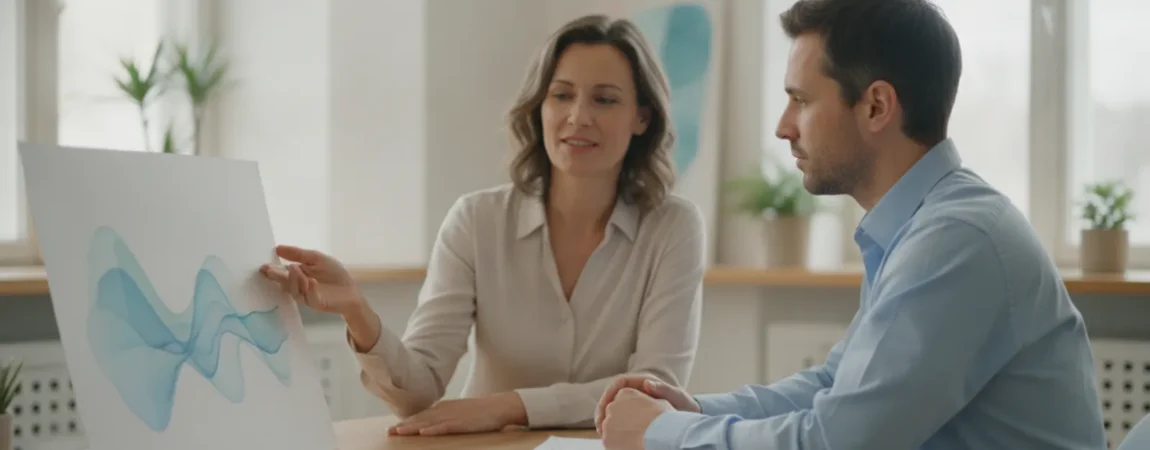 Patient speaking with a healthcare professional about sleep and workplace concerns